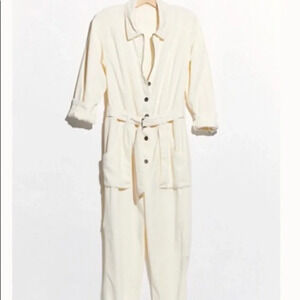 Cream Button-Up Jumpsuit